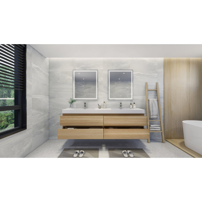 Latitude Run® Carnley 84" WallMounted Double Bathroom Vanity Set & Reviews Wayfair